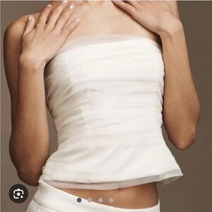 Reformation Cream Strapless Beau Top